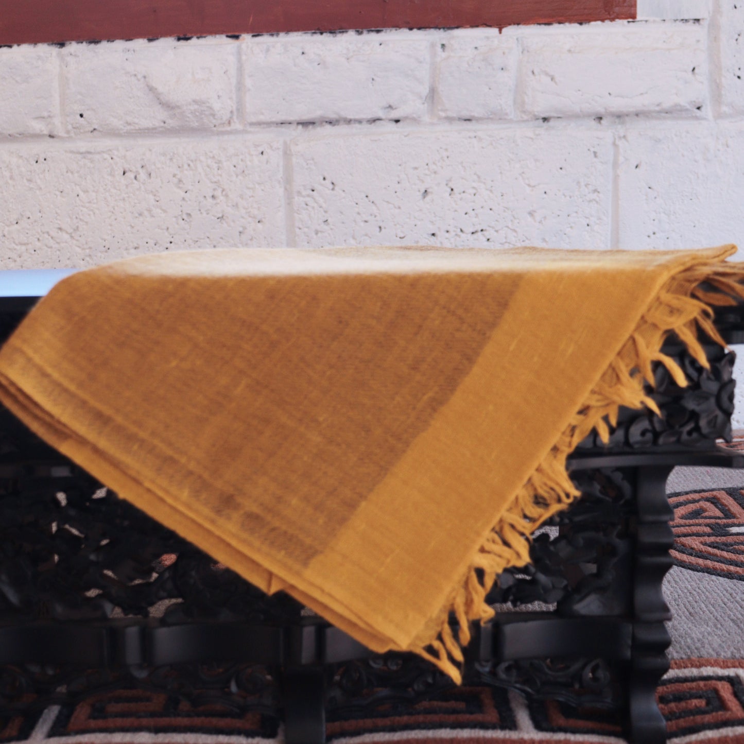 Light Mustard Angora and Merino Wool Stole