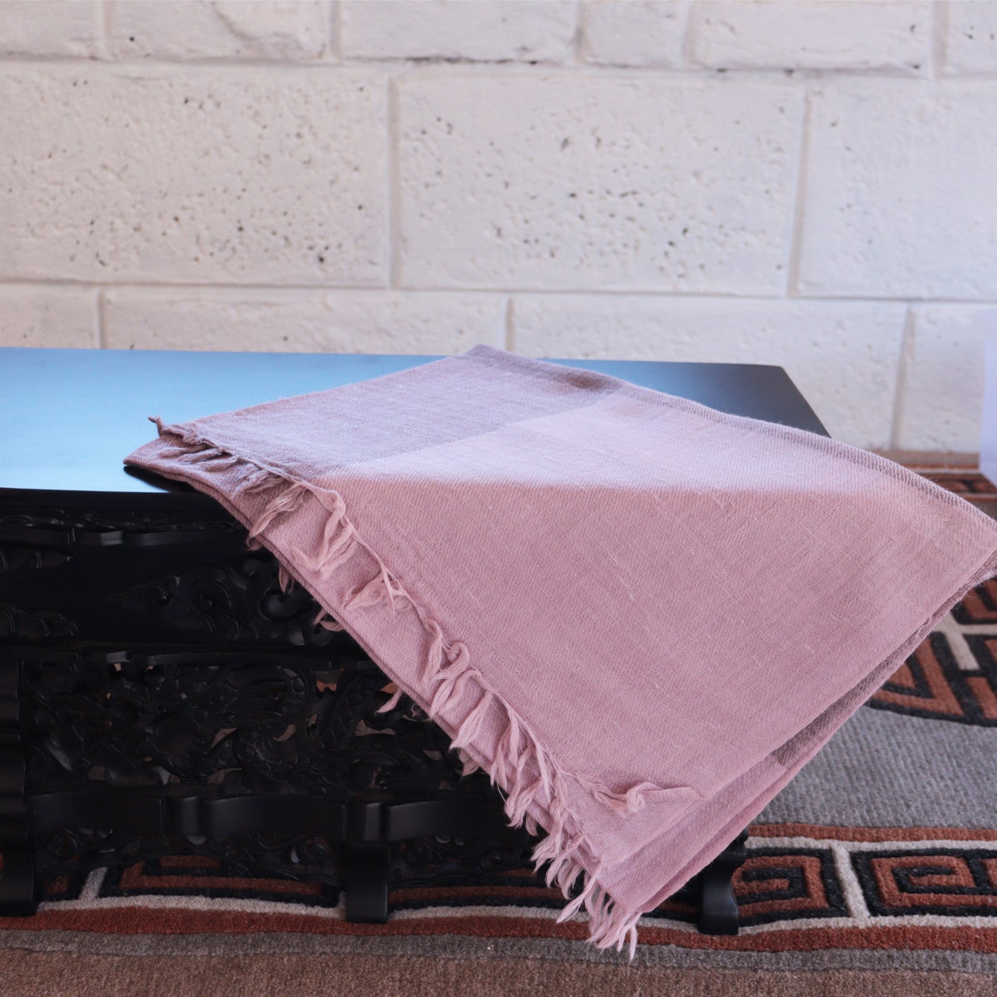 Peach Angora and Merino Wool Stole