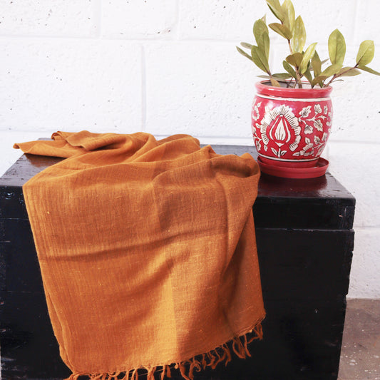 Dark Mustard Angora and Merino Wool Stole