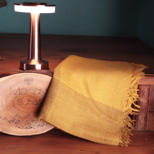 Light Mustard Angora and Merino Wool Stole