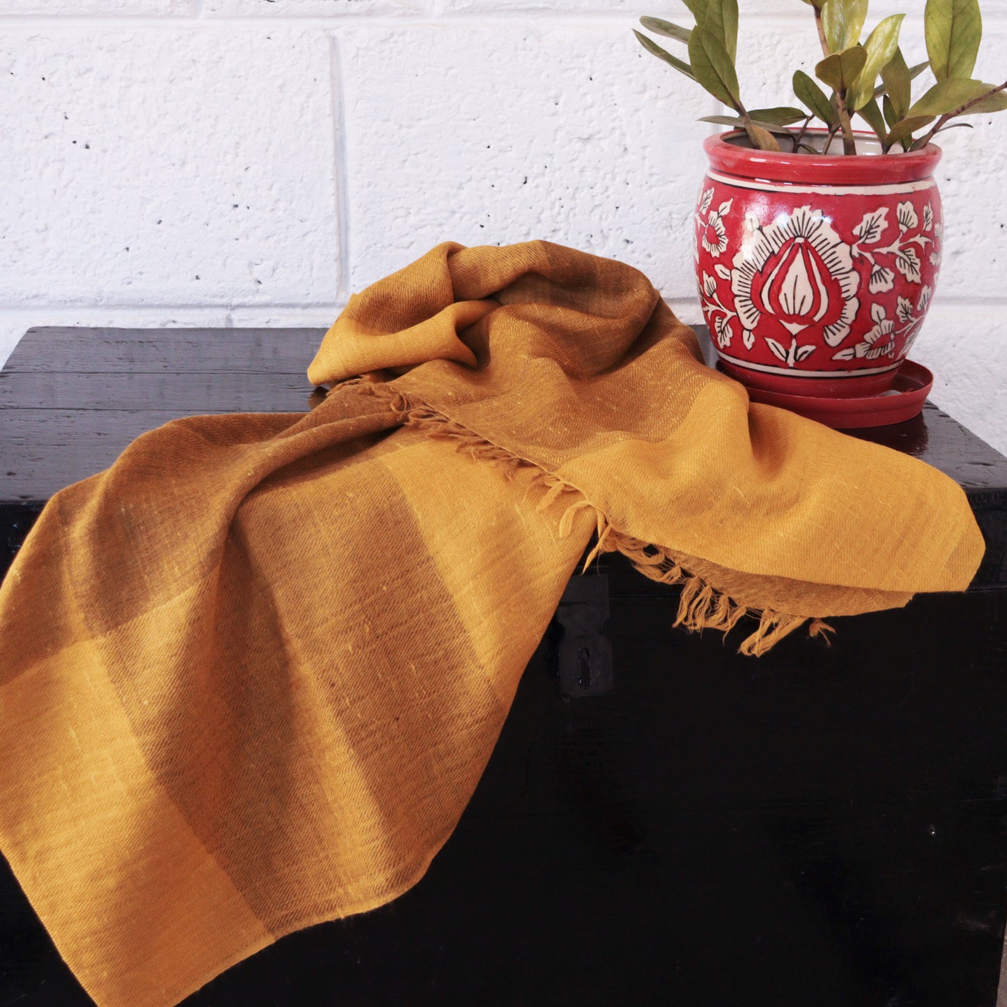 Light Mustard Angora and Merino Wool Stole