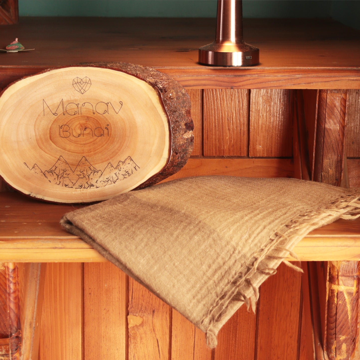 Brown Angora and Merino Wool Stole