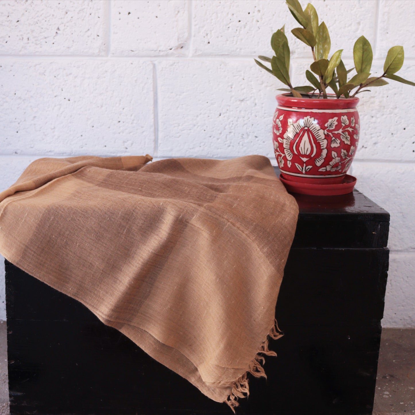 Brown Angora and Merino Wool Stole