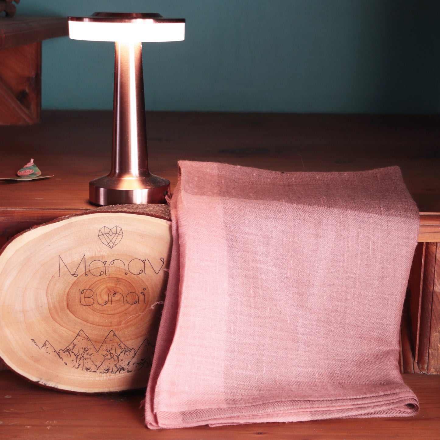 Peach Angora and Merino Wool Stole