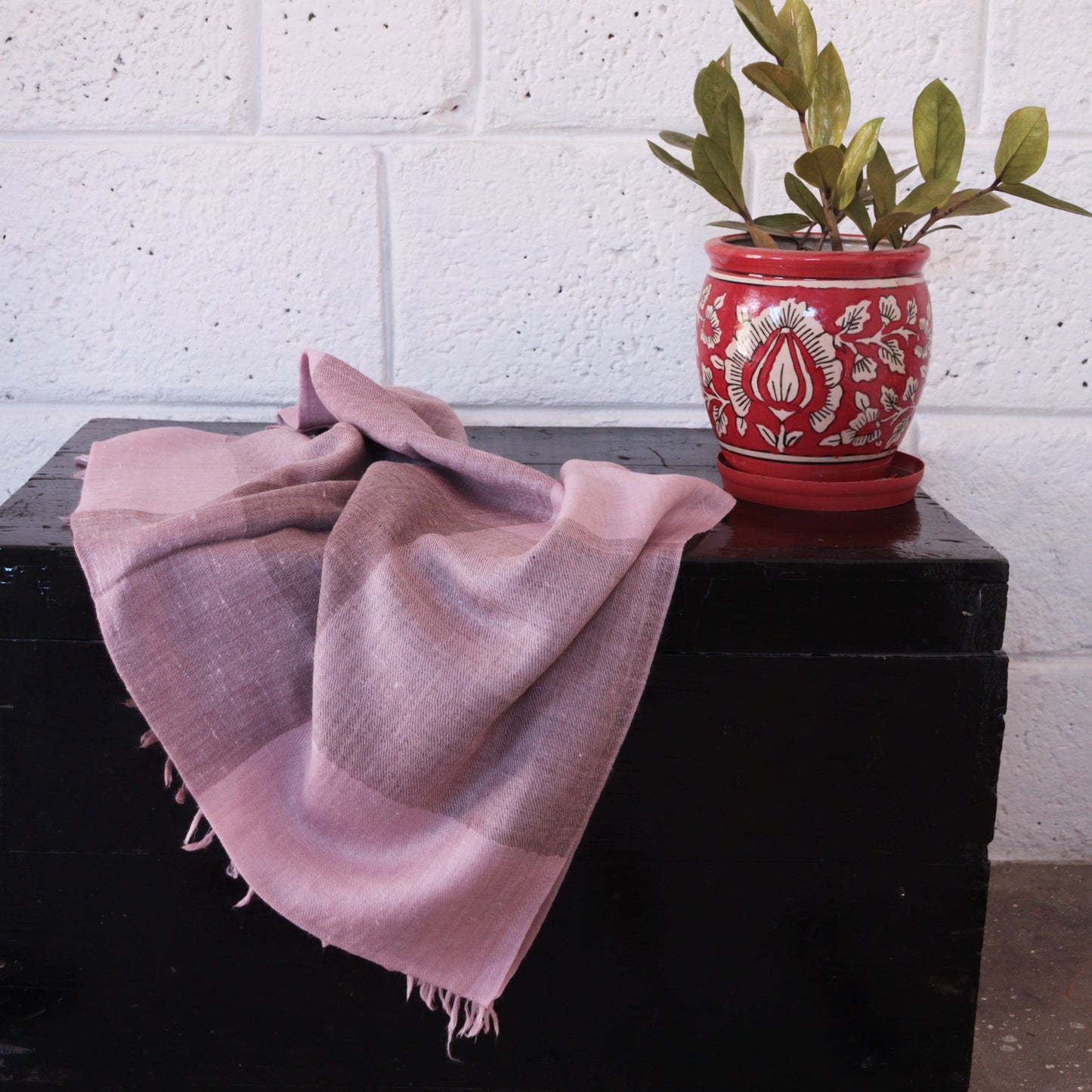 Peach Angora and Merino Wool Stole