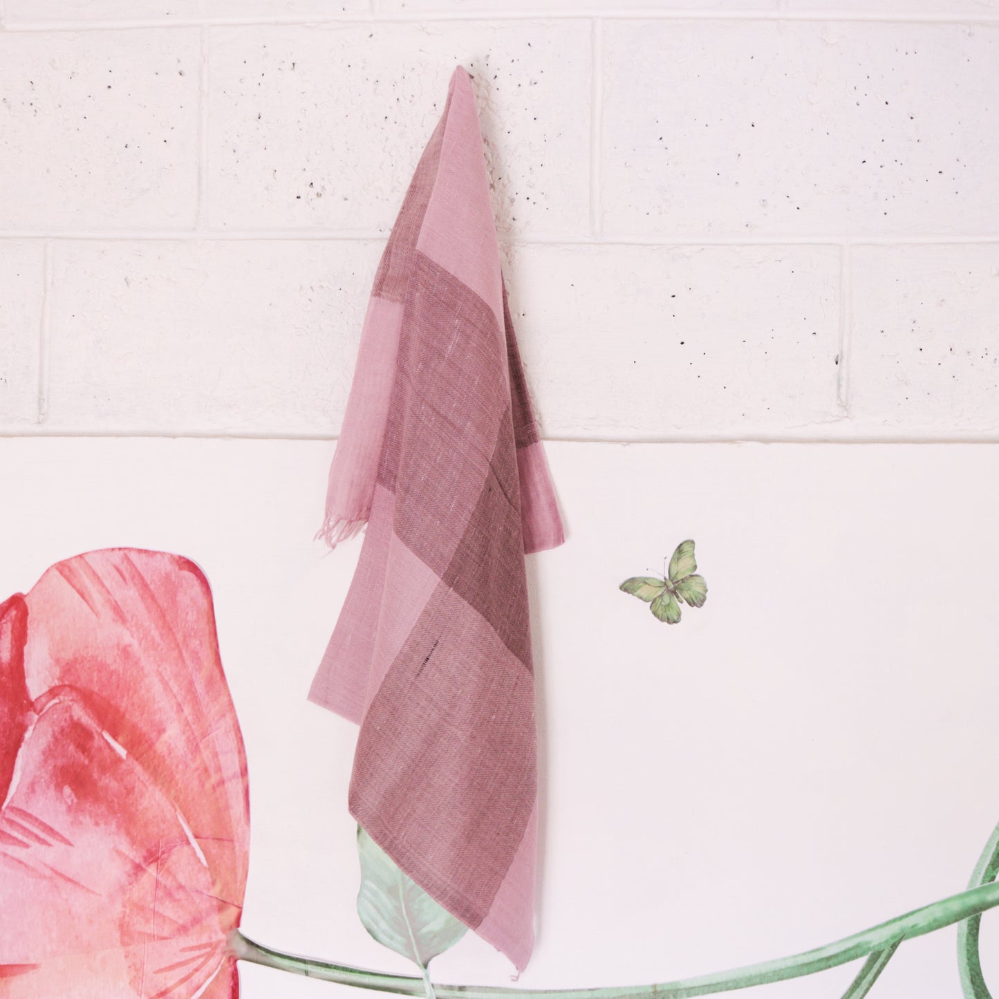 Peach Angora and Merino Wool Stole