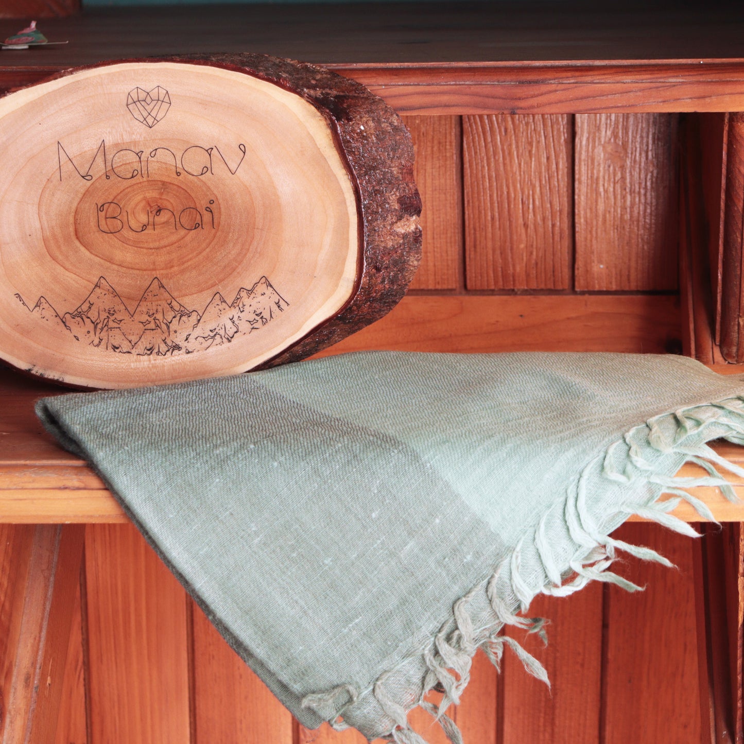 Teal Angora and Marino Stole